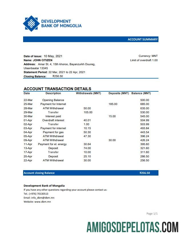 Mongolia Development Bank Of Mongolia Excel Pdf amostra
